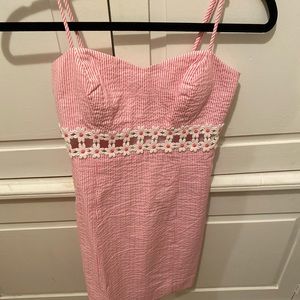 Lilly Pulitzer pink and white strip dress